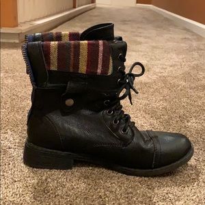 Black Foldover Combat Boots